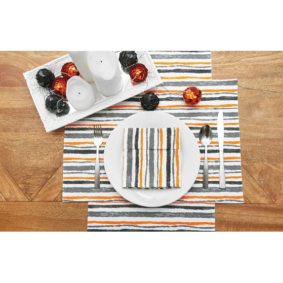 Spooky Stripe Cotton Printed Halloween Napkin Set of 6