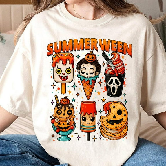 Spooky Summer Halloween T-shirt, Ice Cream Halloween Shirt, Trendy Halloween Ice Cream Shirt, Halloween Characters, Spooky Summer Tee TH160601