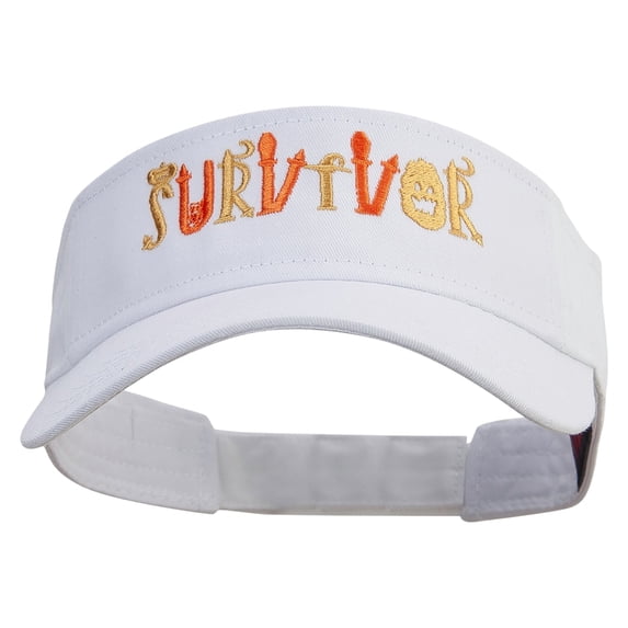 Spooky Survivor Embroidered Cotton Twill Sun Visor - White OSFM