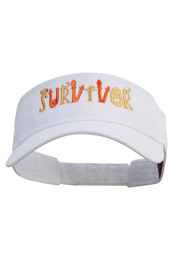 Spooky Survivor Embroidered Cotton Twill Sun Visor - White OSFM