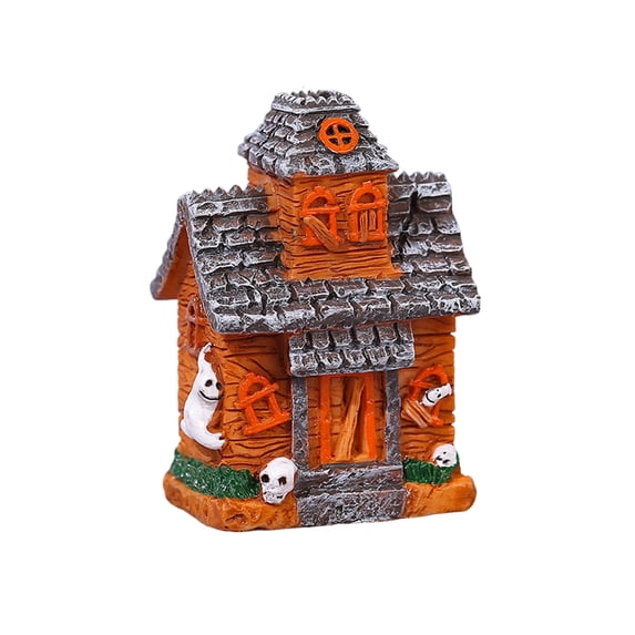 Spooky Tabletop Decor, Haunted House Figurines Resin Halloween Mini Decor Props|Compact Resin Houses Build Spooky Mini Scenes for Terrariums,Fairy Gardens,Tiered Trays,Party Tables,Diy Crafts, B