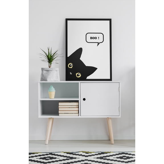 Spooky Talking Cat Wall Art, Gothic Animal Decor, Unframed Paper Print Size 16x24