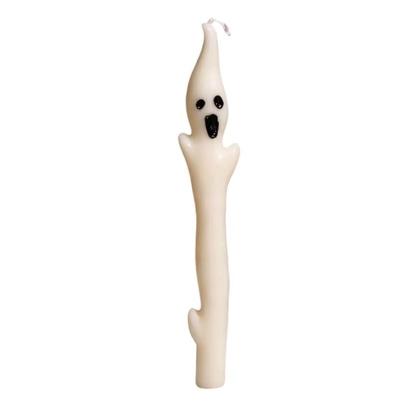 Spooky Taper Candle, Cute Ghost Decor, Halloween Mantel Decorations, Halloween Party Decorations, 10 X 1.5 X 1 Inch White Ghost Design Halloween Candle, Suitable for Casual