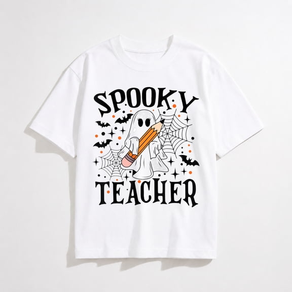 Spooky Teacher Ghost Boo Halloween Spooky Season Teaching T-Shirt