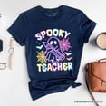 thumbnail image 1 of Spooky Teacher Neon Ghost T-Shirt, Retro Halloween Tee for Educators, 1 of 6