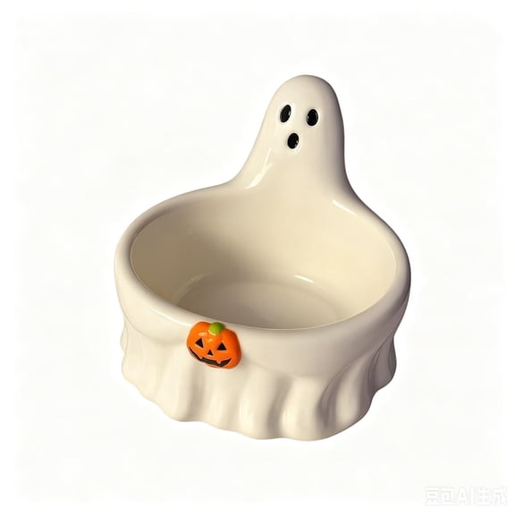 Spooky Theme Ghost Shaped Snack Bowl Popcorn Candy Serving Container Contemporary Home Decor Novelty Centerpiece