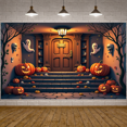 thumbnail image 1 of Spooky Theme Halloween Banner Pumpkin Decoration Skull Design Horror Decor for Halloween Party Home Decoration Outdoor Decor, 1 of 9