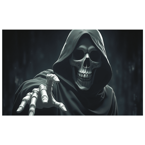 Spooky Theme Halloween Banner Skeleton Design Gothic Grim Reaper for Holiday Party Haunted House Scary Event