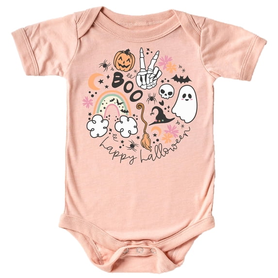 Spooky Things Shirts and Bodysuits for Baby and Toddler Youth Girls Halloween Outfits Peach Bodysuit 24 Months
