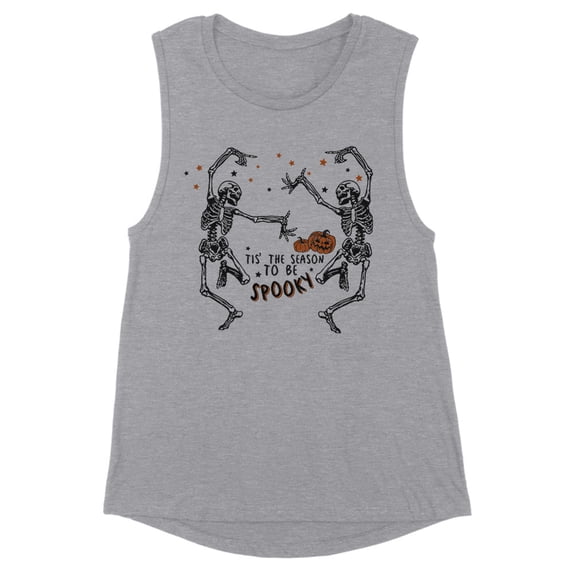 Spooky Tis the Season Women's Muscle Tank 2X-Large Heather Grey