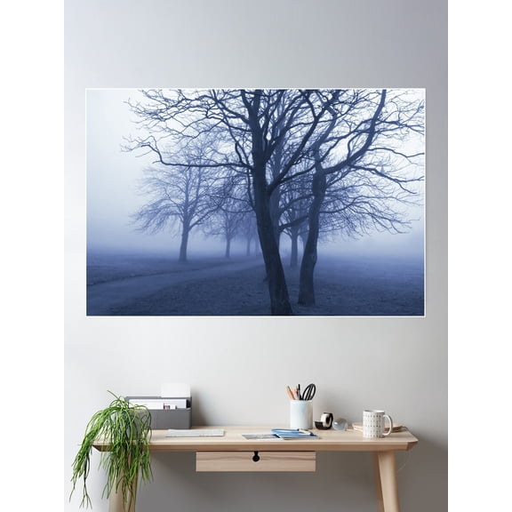 Spooky Trees Sunny Hill Park Poster Wall Art, Modern Wall Decor For Living Room Bedroom, 12x18 UNFRAMED