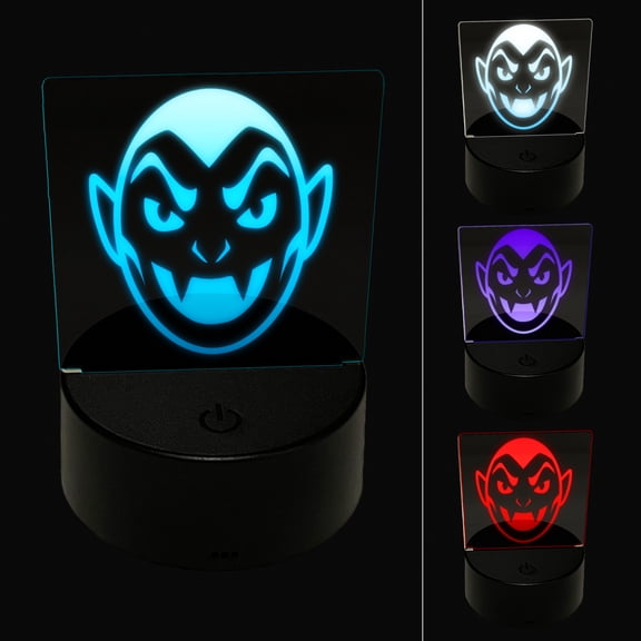 Spooky Vampire Head Halloween LED Night Light Sign 3D Illusion Desk Nightstand Lamp