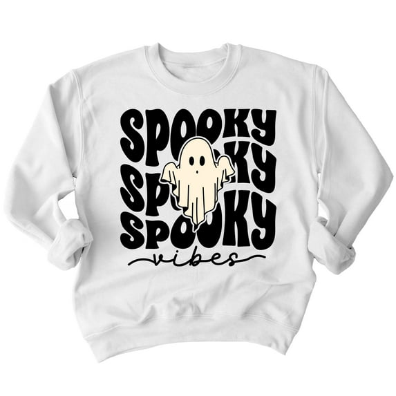 Spooky Vibes Cute Ghost Halloween Costume Crewneck Sweatshirt, 3XL, White