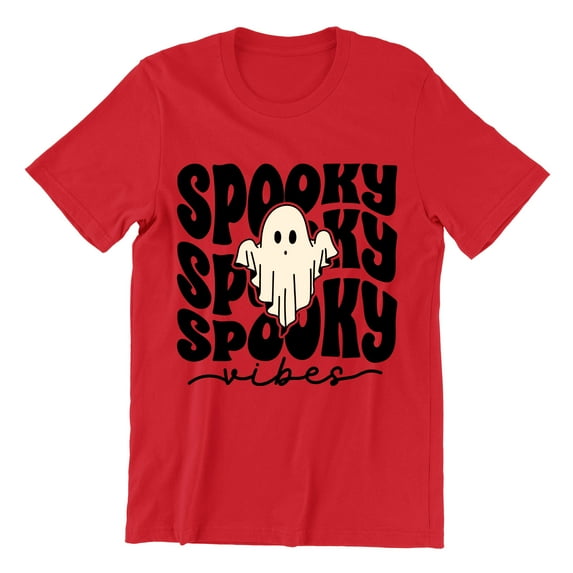 Spooky Vibes Cute Ghost Halloween Costume Unisex Men's T-shirt, S, Red