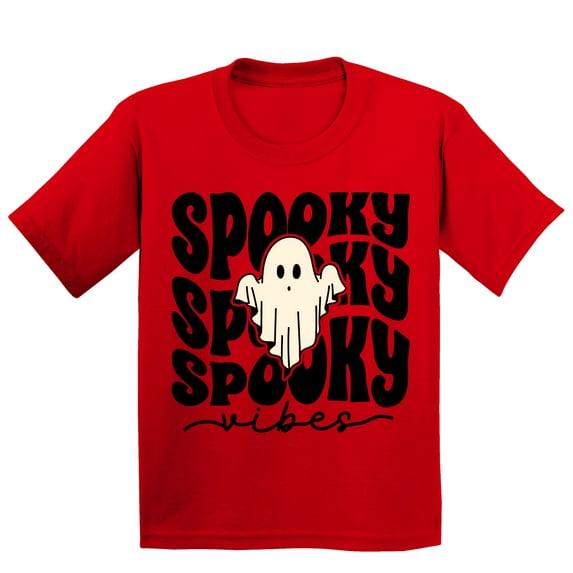 Spooky Vibes Cute Ghost Halloween Costume Youth T-shirt, XS, Red