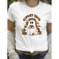 thumbnail image 1 of Spooky Vibes Graphic Tee Colorful Halloween Design Ghost Flower Skull Comfort Cotton T-Shirt White S-5XL, 1 of 5