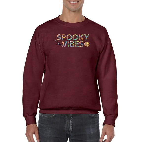 Spooky Vibes Halloween Quote Sweatshirt Men -Image by Shutterstock, Male 3X-Large