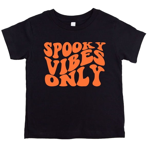 Spooky Vibes Only Groovy Shirt for Baby and Toddler Youth Boys and Girls Halloween and Fall Shirt Orange on Black Shirt Youth Large