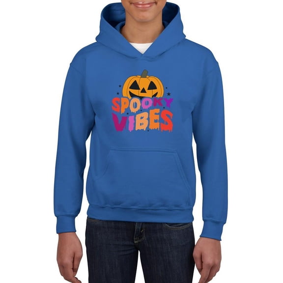 Spooky Vibes. Retro Pumpkin Hoodie Juniors -Image by Shutterstock,  x-Large