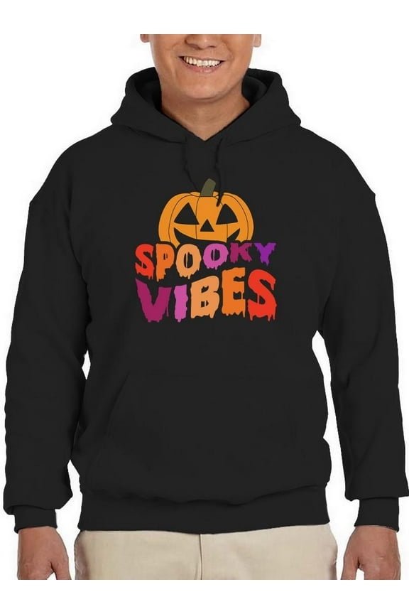 Spooky Vibes. Retro Pumpkin Hoodie Men -Image by Shutterstock, Male 4X-Large