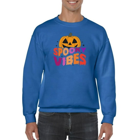 Spooky Vibes. Retro Pumpkin Sweatshirt Men -Image by Shutterstock, Male Small