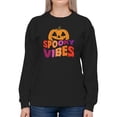 thumbnail image 1 of Spooky Vibes. Retro Pumpkin Sweatshirt Women -Image by Shutterstock, Female Medium, 1 of 4