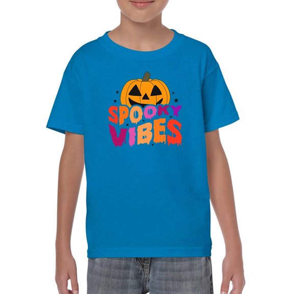 Spooky Vibes. Retro Pumpkin T-Shirt Juniors -Image by Shutterstock,  x-Small