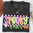 thumbnail image 1 of Spooky Vibes T-Shirt, Cute Preppy Halloween Shirt, Trendy Retro Checkered Tee, Fun Fall Graphic Tee for Women and Teens, October Aesthetic Shirt, 1 of 5