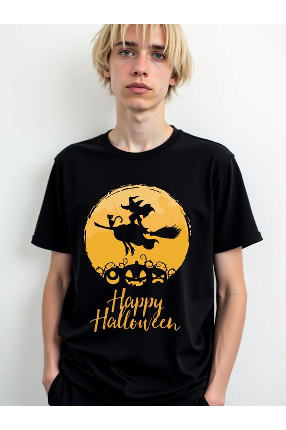 Spooky Witch Halloween Tee Men comfort colors tshirt black top 2026 Spring and summer clothing Weekend casual wear Retro Unisex Shirt Printed tshirts