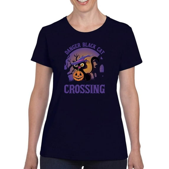 Spooky Witch Hat Kitten T-Shirt Women -Image by Shutterstock, Female 5X-Large