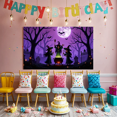 thumbnail image 1 of Spooky Witch Theme Halloween Banner Cauldron Scene Night Sky Bats Moon for Halloween Party Decoration Outdoor Indoor, 1 of 9