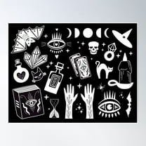 Spooky Witchcraft Poster Wall Art, Modern Wall Decor For Living Room Bedroom, 8x12 UNFRAMED