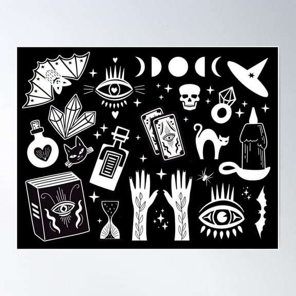 Spooky Witchcraft Poster Wall Art, Modern Wall Decor For Living Room Bedroom, 8x12 UNFRAMED