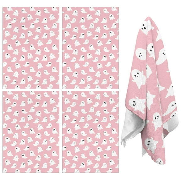 Spooky Witchy Kitchen Towels Set of 4, 18x26 Soft Absorbent Halloween Dish Towels with Pumpkin Ghost Prints, Tea Towels for Kitchen, Cute Fall Hand Towels for Coffee Bar