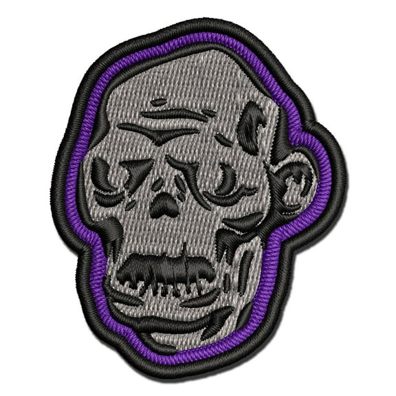Spooky Zombie Head Halloween Monster Applique Multi-Color Embroidered Iron-On Patch - 3 Inch Medium