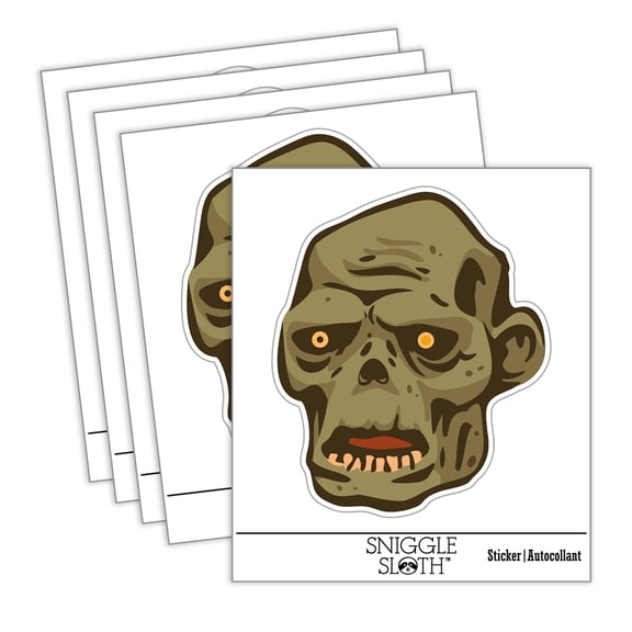 Spooky Zombie Head Halloween Monster Car Window Bumper Water Bottle Phone Tablet Laptop Waterproof Vinyl Decal Sticker Set 5-Pack - Gloss Finish - 2.0"