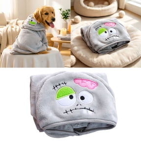 Spooky Zombie Hooded Cape with Embroidered Face and Snap Buttons for Small Dogs Cats Halloween Party Cosplay Photo Prop (Zoombie-30.5cm)