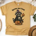 thumbnail image 1 of Spooky and Feral Raccoon Graphic T-Shirt, Funny Unisex Animal Halloween Tee , Gold, Size 3XL, 1 of 6
