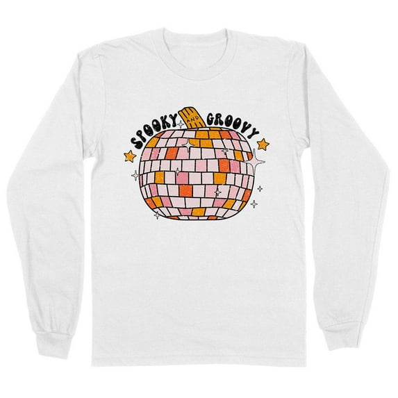 Spooky and Groovy Long Sleeve Shirt Unisex Large White