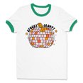 thumbnail image 1 of Spooky and Groovy Ringer Tee Shirt Unisex Large White/Kelly Green, 1 of 5