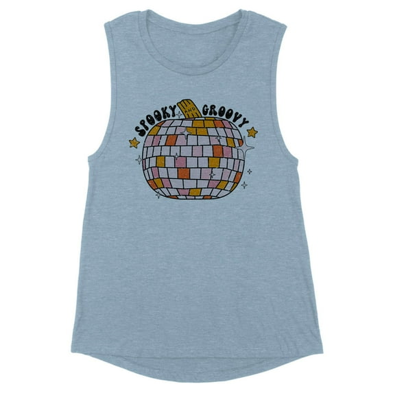 Spooky and Groovy Women's Muscle Tank X-Large Stonewash Denim