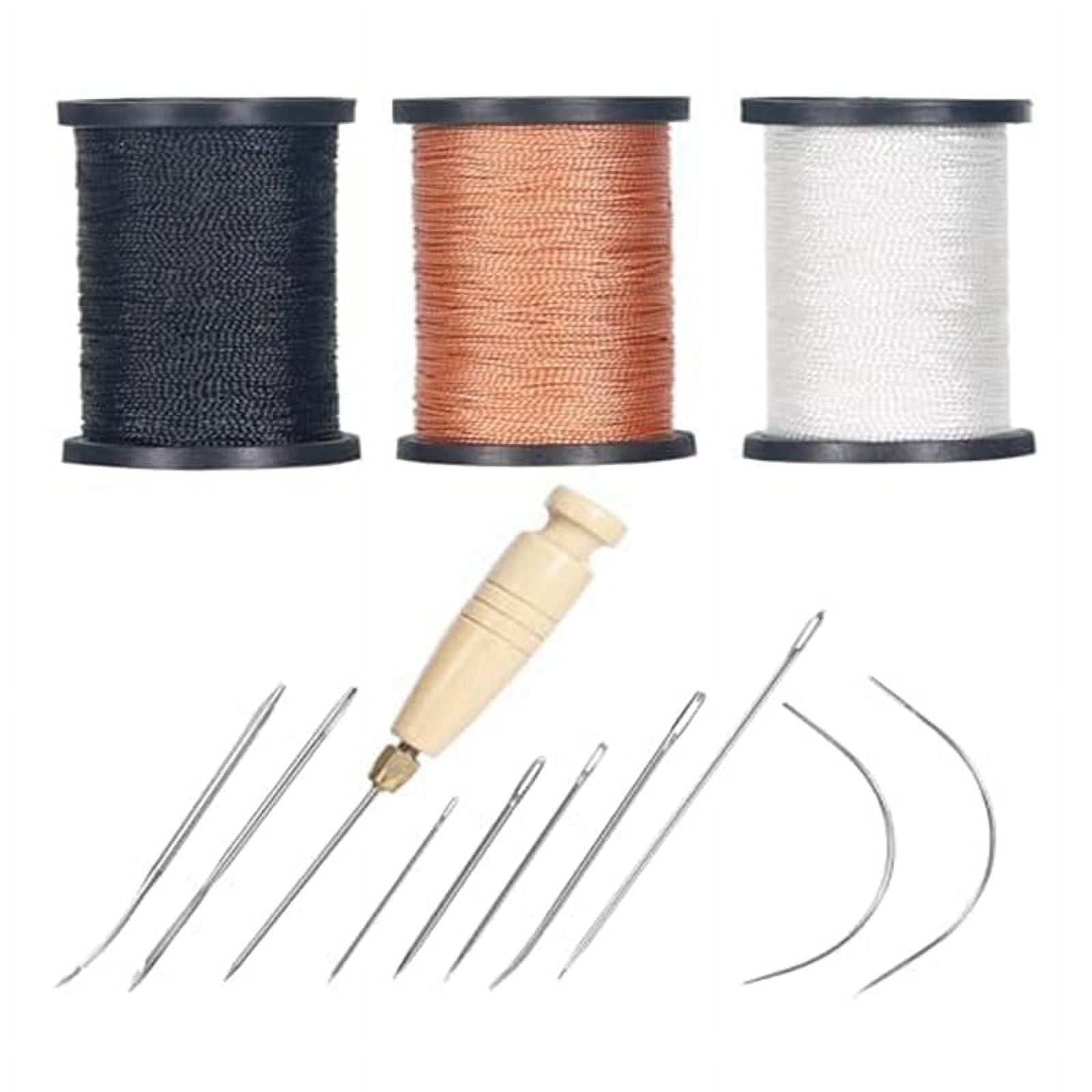 Spool Nylon Waxed Thread for Sewing,Each 80 Yards Thick Thread Kit for Adult Include Sewing Awls