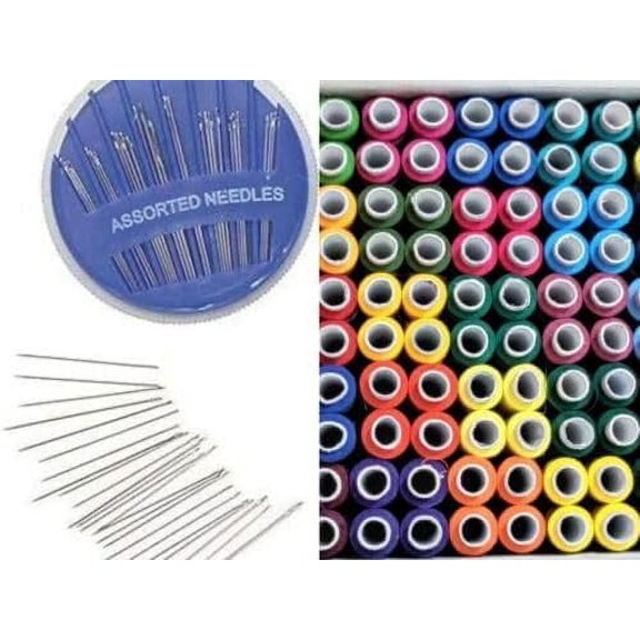 Spool Set 4 Polyester Thread/DHAGA 135MTR & Sewing Needle
