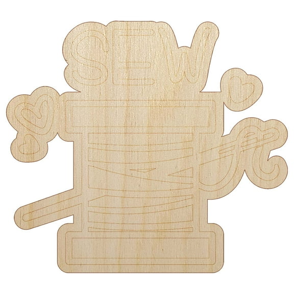 Spool of Thread Sew Sewing Wood Shape Unfinished Piece Cutout Craft DIY Projects - 4.70 Inch Size - 1/4 Inch Thick