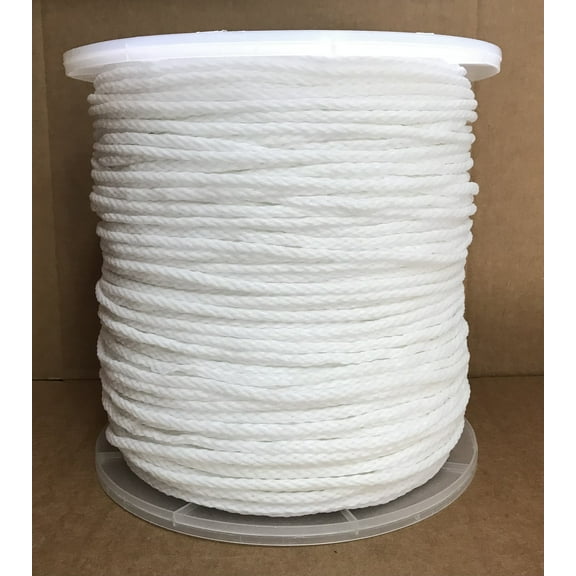Spool of White 1/4" x 1500' Hollow Braid Polypropylene Polypro Rope Size #8 Poly