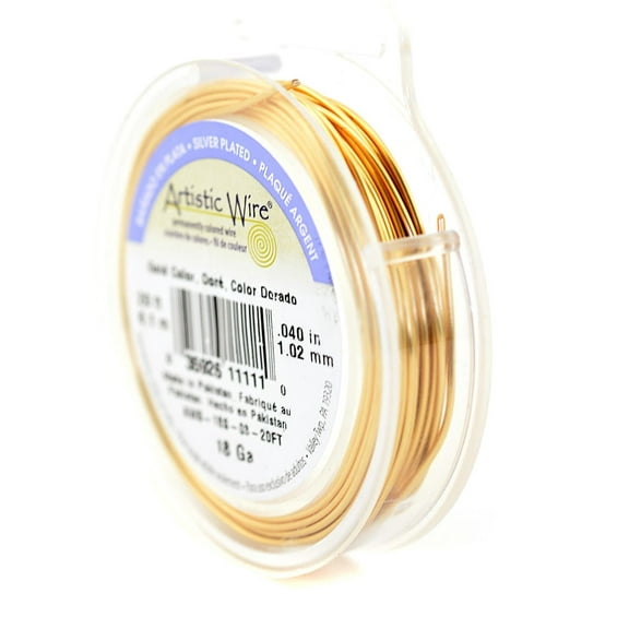 Spools 20 ft., gold, 18 gauge, silver plated (pack of 2)