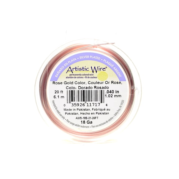 Spools 20 ft., rose gold, 18 gauge, silver plated (pack of 2)