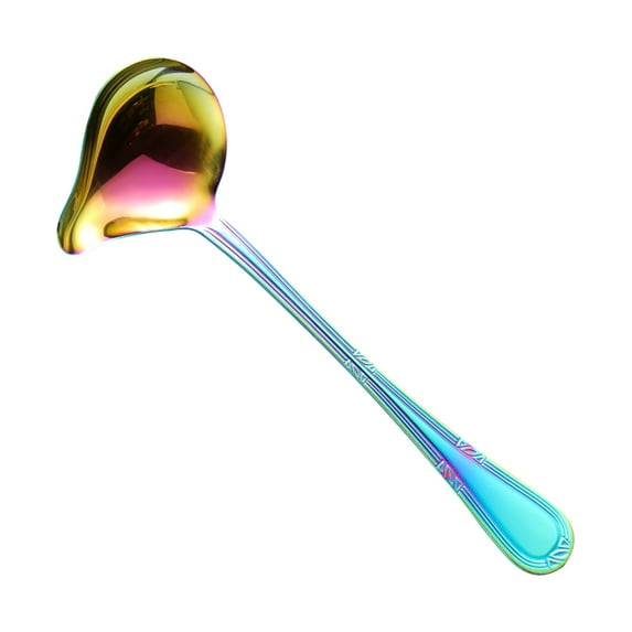 Spoon,1 Pieces Small Ladle Gravy,Ladle Drizzle Spoon Silverware,Mirror Polished Table Spoon,Stainless Steel Saucier Sauce Soup Spoon for Kitchen Spooning Gravies and Sauces(Camouflage,20.5*7.3cm)