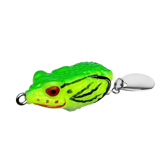 Spoon Blade Topwater Frog Fishing Lure for Snakehead,Weedless Hollow Body Soft Bait with Extra Flash Reflection,Freshwater Black Fish Angling Tackle Green