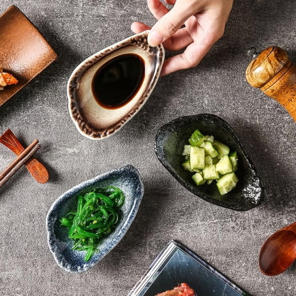 Spoon Holder Ceramic Sea Stone Flower Saucer Snack Seasoning Dish Cold Dish Dish Sushi Sauce Dish Plate Cutlery, B